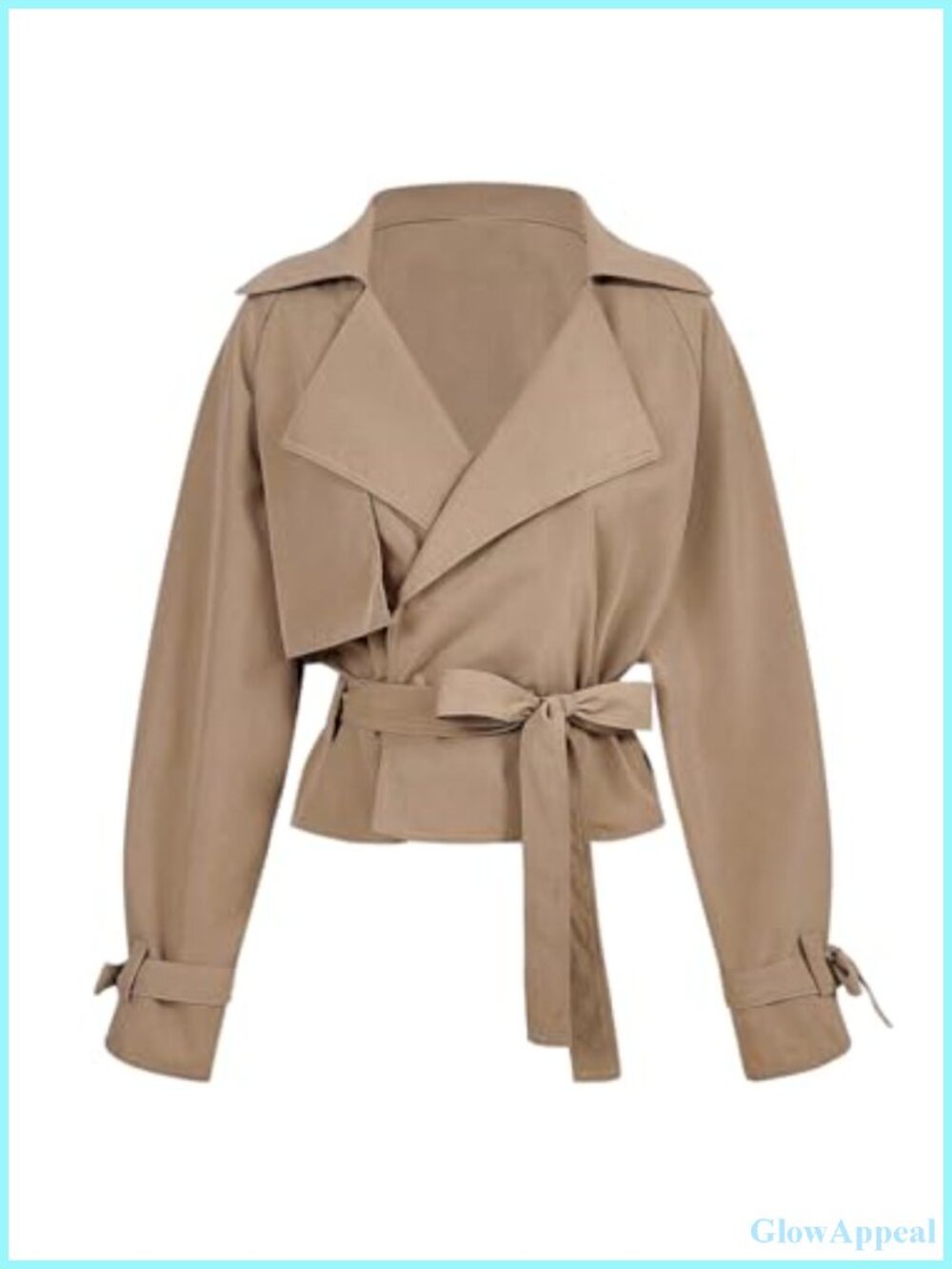 Verdusa Women's Wrap Tie Belted Trench Coat Lapel Collar Double Breasted Short